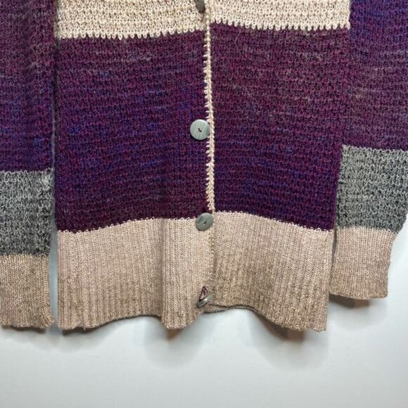 Free People Women’s Medium Deep V Colorblock Cardigan Mohair Blend Chunky Knit - Picture 3 of 12